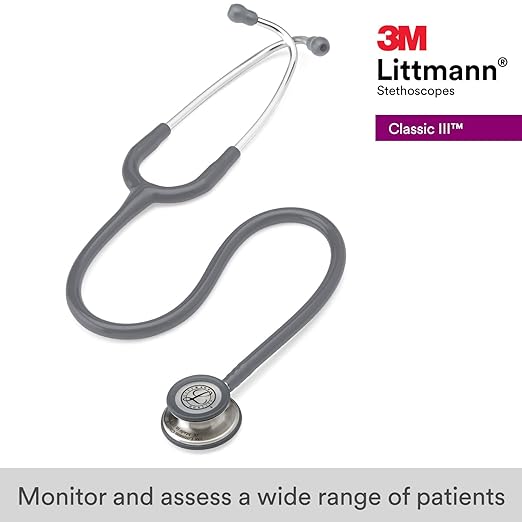 3M™ Littmann® Classic III™ Monitoring Stethoscope, Gray Tube, 27 in, 5621 3M™ Littmann® Classic III™ Monitoring Stethoscope, Gray Tube, 27 in, 5621